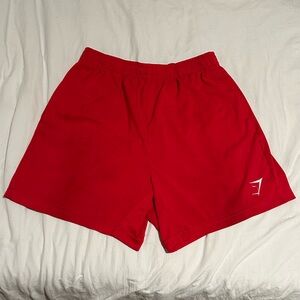 Mens Gymshark 5” shorts size L, Red with drawstring waist & zipper side pockets